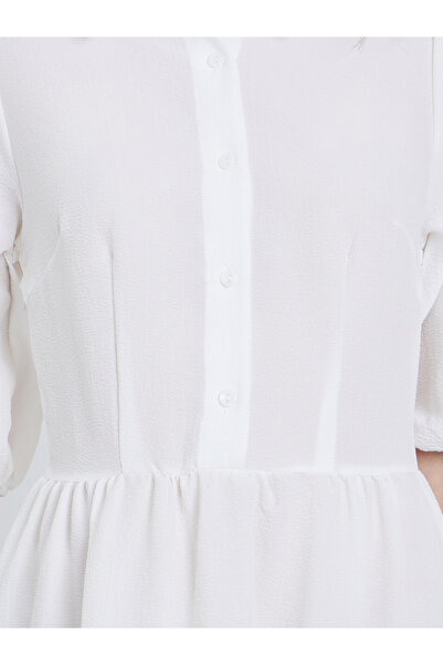 Take Two By Styli Elegant White Maxi Dress with 3/4 Sleeves