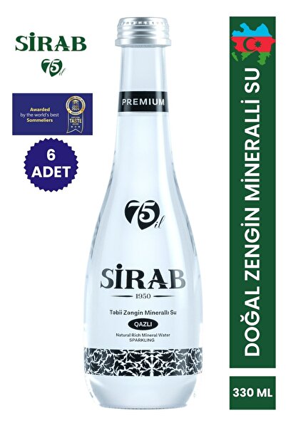 SİRAB Doğal Zengin Mineralli Maden Suyu Qazlı Premium 330 ml 6 Adet