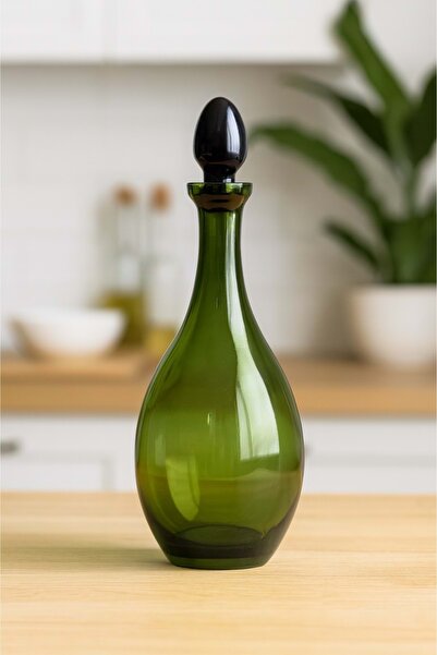 Jenisa Yeşil Cam Kapaklı Sürahi - Yeşil Renk Modern Tasarım Damla Karaf