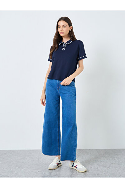 Take Two By Styli Solid Knitted Short Sleeve Polo Top