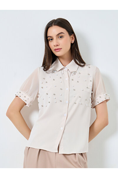 Take Two By Styli Pearl Embellished Buttoned Shirt