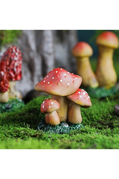 Flippy Pot/Garden Decoration - Red Mushrooms with White Dots, 3.1 x 4 cm