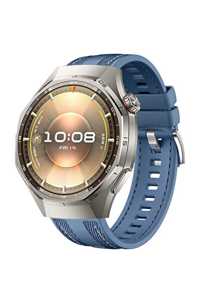 Sneezy Huawei Watch GT6 Pro 46mm ile Uyumlu Metal Tokalı Dikiş Detaylı Şık Do...