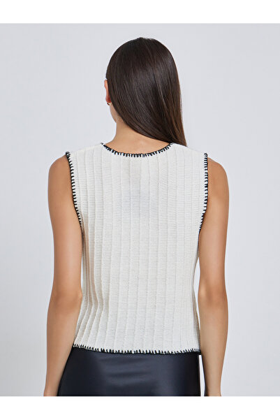 Take Two By Styli Beige Knit Cardigan Vest