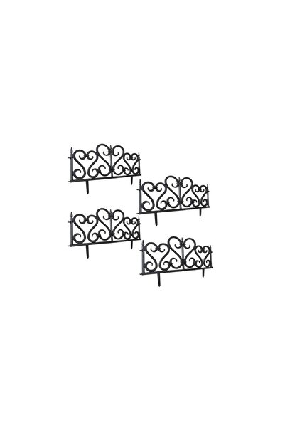 Mercaton Set 4 buc, Garduri Decorative din Plastic, Negru, 59.5×32.5 cm