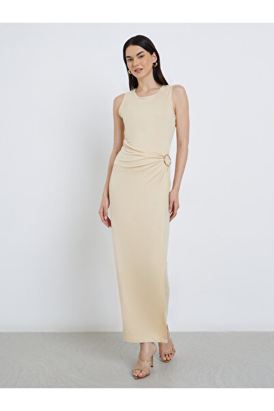 Take Two By Styli Solid Knitted Metal Buttons Midi Dress