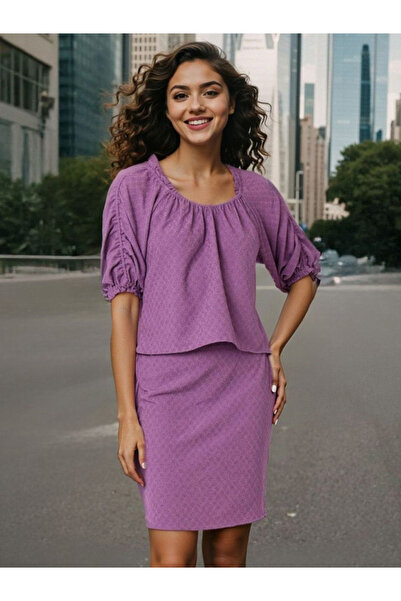 Freehand By Styli Women Purple Short Sleeve Top