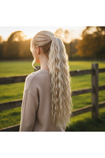 Generic Brand Tied Fluffy Daal Ponytail / Foam Platinum Highlights