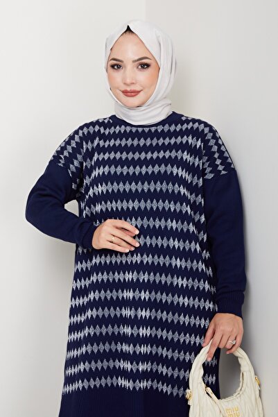 KAYA BUTİK Knitwear Baklava Patterned Glitter Tunic