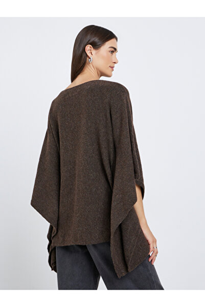 Styli Brown Oversized Knit Cape Sweater