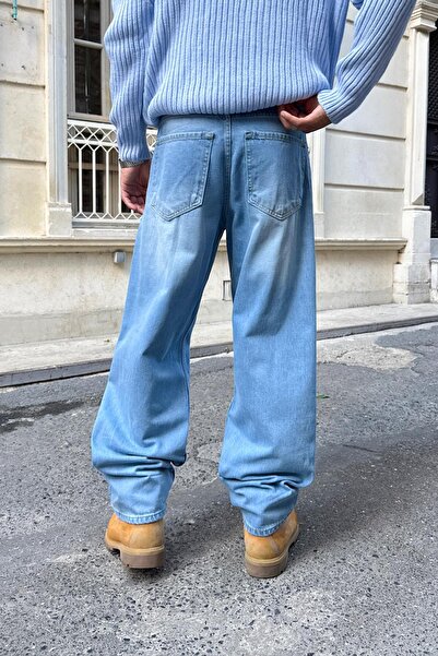 Flaw Wear Blugi largi, lavabili, cu dungi, albastru gheață