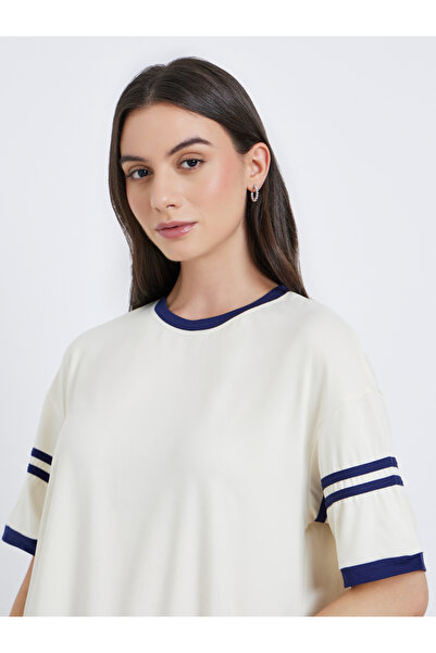 Take Two By Styli Beige Striped Oversized T-Shirt