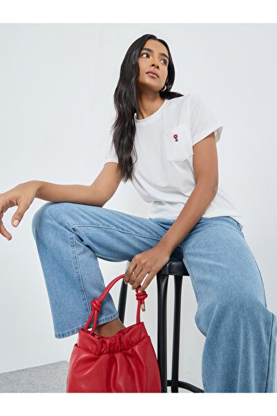 Take Two By Styli Embroidered Detail Regular Fit T-Shirt