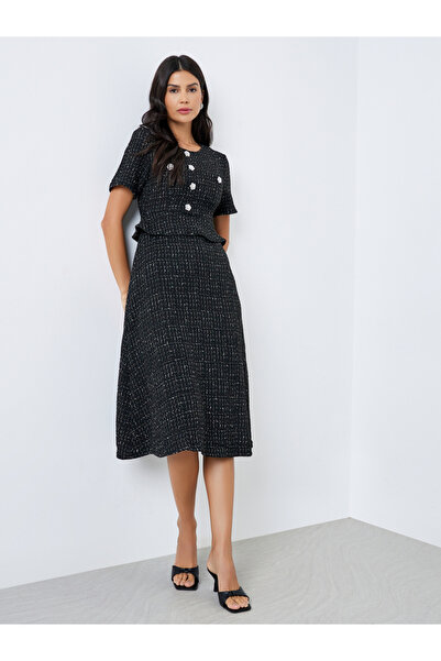 Styli Women Black Tweed Look Midi Dress