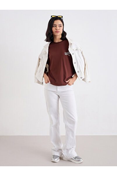 Styli Brown Oversized Galaxy Graphic Print T-Shirt