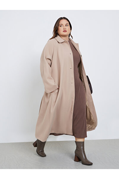 Styli Plus Size Oversized Belted Coat Shacket