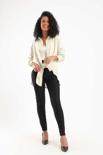 CARINA Oversized Button-Front Long-Sleeve Shirt