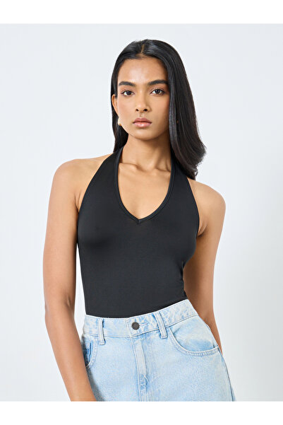 Take Two By Styli Solid Halter Neck Fitted Bodysuit