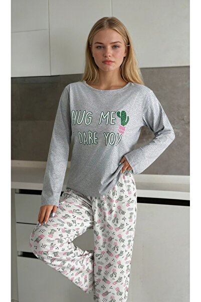 CARLA MARA Cactus Patterned Long Sleeve Women's Pajama Set