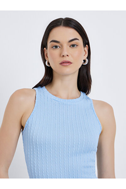 Take Two By Styli Textured Sleeveless Bodycon Midi Dress
