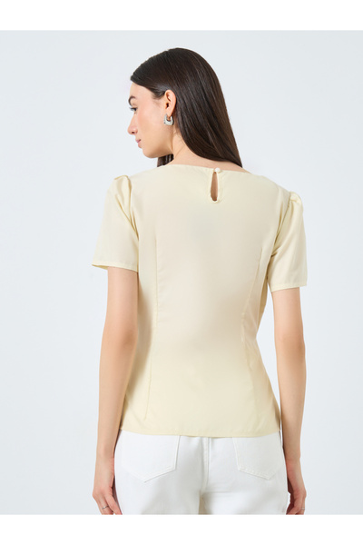 Take Two By Styli Solid Puff Sleeves Top with Belt