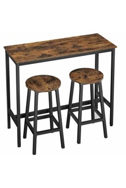 Mercaton Dining/Bar Table + 2 Chairs, Mercaton, Rustic Brown, 100x40x90 cm