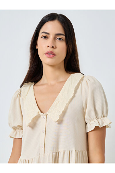 Styli Extended Collar Placket Detail Nightdress
