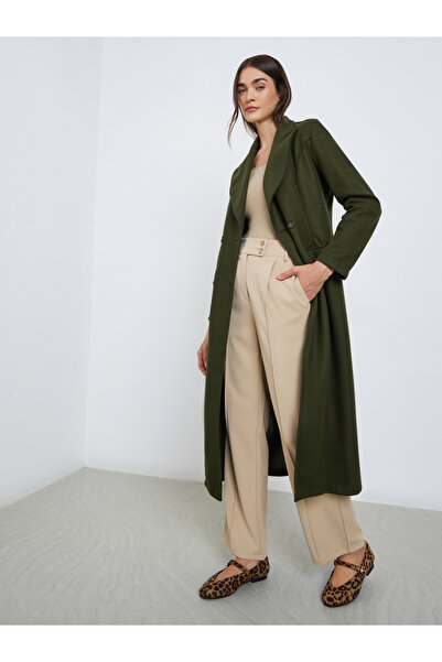 Styli Olive Buttoned Midi Coat