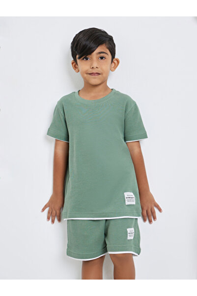 Styli Boys Green Cotton Knit T-Shirt and Shorts Set