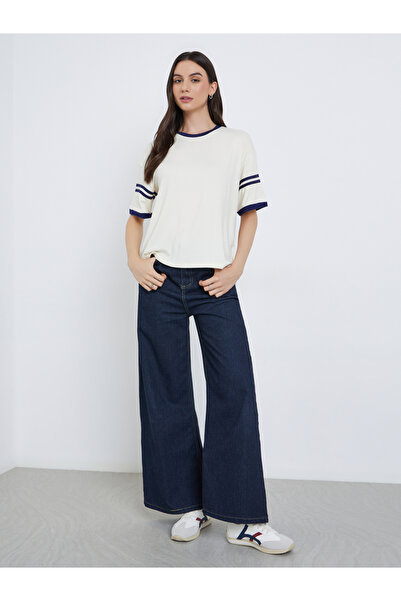 Take Two By Styli Beige Striped Oversized T-Shirt