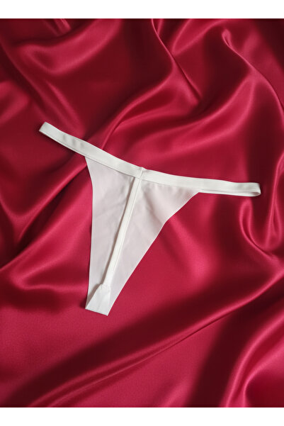 Hmd Beyaz Esnek Poliamid Likralı Kadın String Tanga