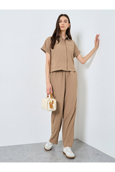 Take Two By Styli Solid Buttoned Top and Loose Fit Pants Set