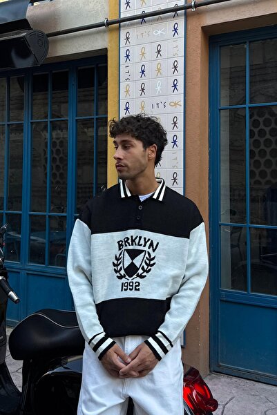 Flaw Wear Pulover tricot brodat Brklyn negru