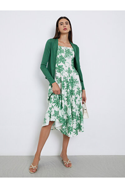Take Two By Styli Ribbed Texture Cardigan and Floral Print Cami Dress Co-Ords
