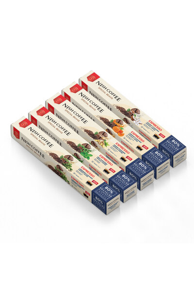 Nish Coffee Kapsül Kahve 5'li Set (Kakule-Nane-Zencefil-Bal Kabağı-Hindistan Cevizi)