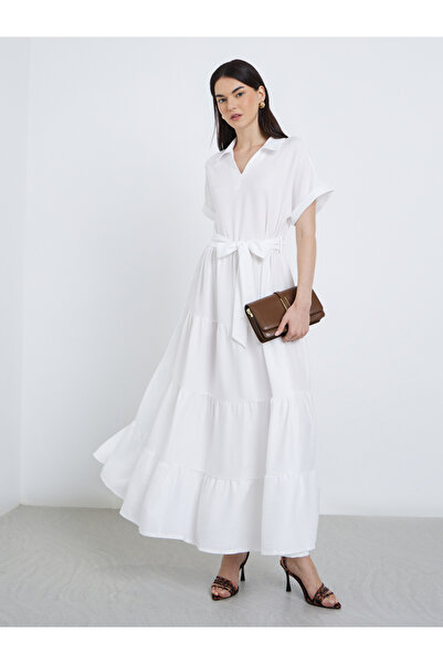 Take Two By Styli Elegant White A-Line Maxi Dress