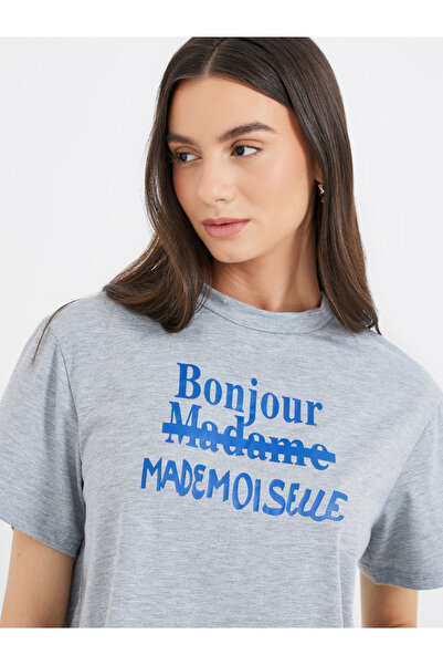 Take Two By Styli Women Grey Slogan Print T-Shirt and Joggers Co-Ords