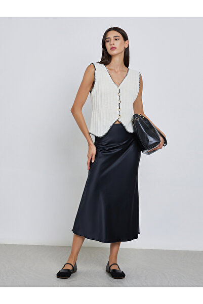 Take Two By Styli Beige Knit Cardigan Vest