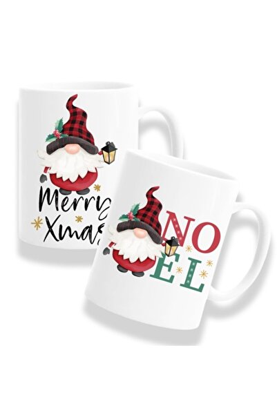 OEM Set 2 Cani personalizate cu mesaj 'Merry Xmas si Noel', model de Craciun,...