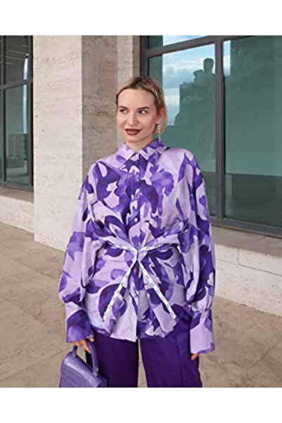 Belora Cămașă The Drop pentru femei, mâneci voluminoase, imprimeu abstract, m...