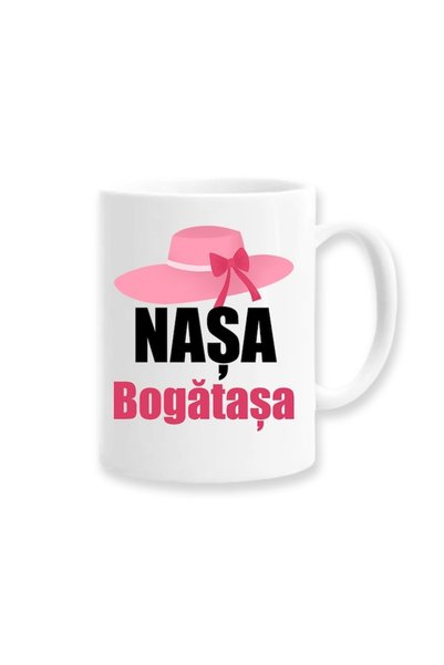 OEM Set 2 căni personalizate pentru nași cu mesajul „Naș bogat, nașă bogată”, Betaprint, 33