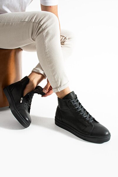 MEEGORA Men's Black Genuine Leather Boots