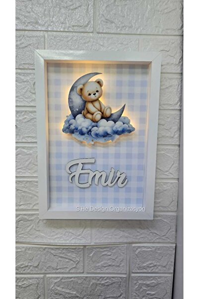 s'he design organizasyon LEDLİ AHŞAP OBJELİ KAPI SÜSÜ / BEBEK İSMİNE ÖZEL HAS...