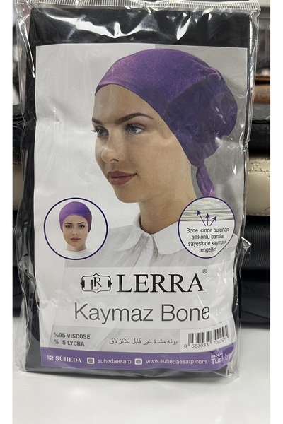 Lerra Non-Slip Silicone Combed Cotton Bonnet with Tie-Up Lace-Up Black