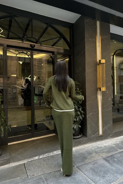 Noi Belis Polo Neck Ribbon Tie Detail Knitwear Bottom-Top Set Aw25Au0019