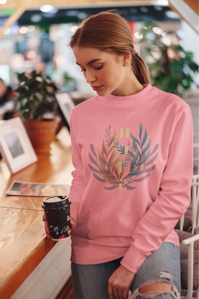 ArtYus CULOARE FRUNZĂ Colorat cu imprimeu guler rotund bucăți Swea tricou