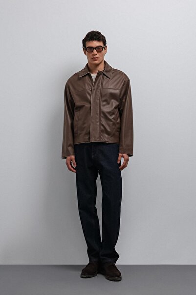 Antioch Brown Relax Fit Faux Leather Men's Coat