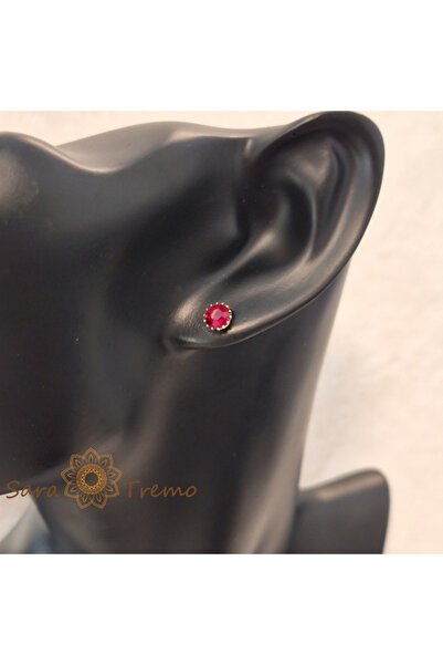 saratremo Regina Rubini Mini Earrings – Red Crystals, 18K Gold Plated, Brazil