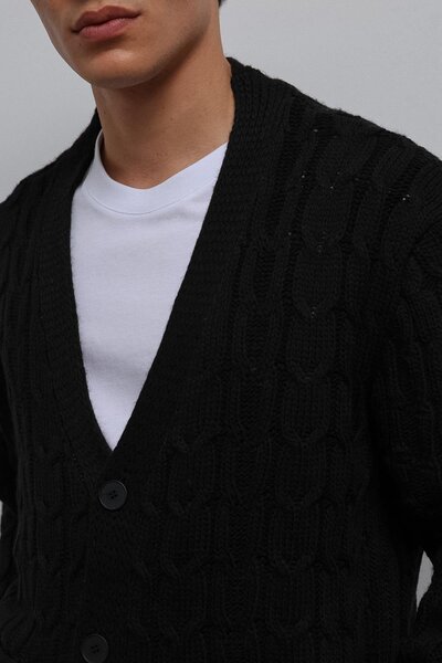 Antioch Black Hair Braided Textured Men's Cardigan