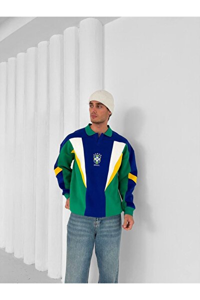 KUN SPORTSWEAR PREMİUM KRUVAZE YAKA NOSTALJİ SWEATSHİRT OVERSİZE UNİSEX